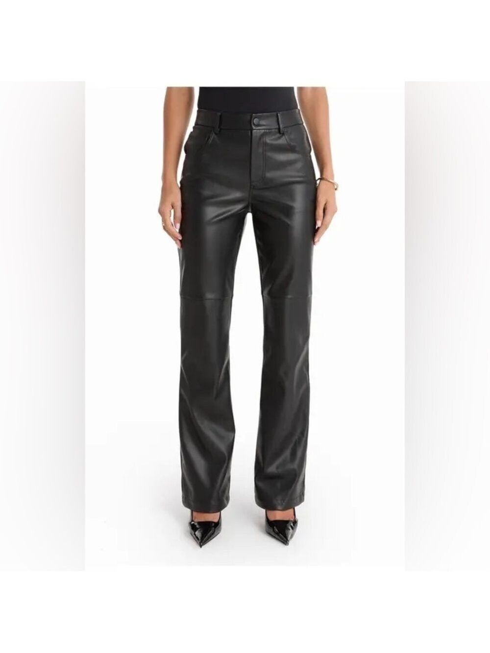Good American Better Than Leather Pants in Black. Size 27/4